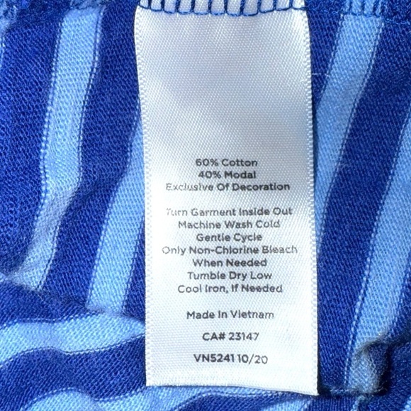 TALBOTS Grosgrain Trim Stripe Tee - Blue Twilight /Vista Blue Plus 1X - Picture 10 of 12